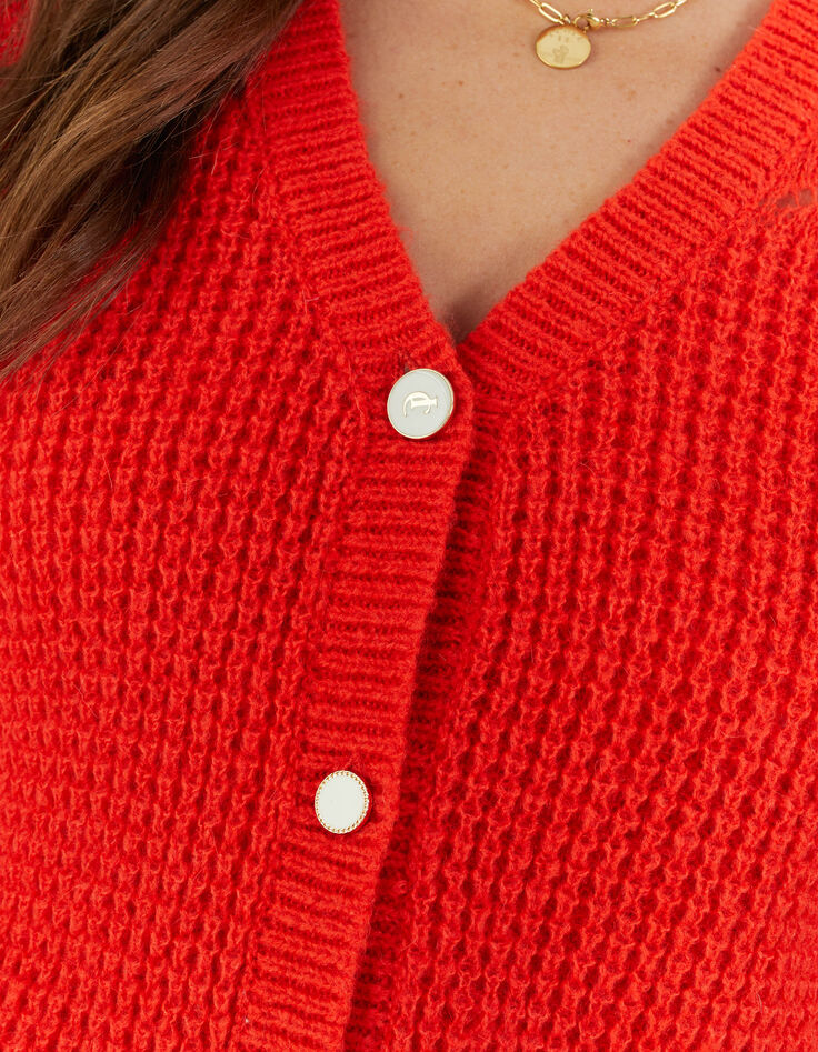 Aprikosefarbene Zierstrickjacke I.Code-3