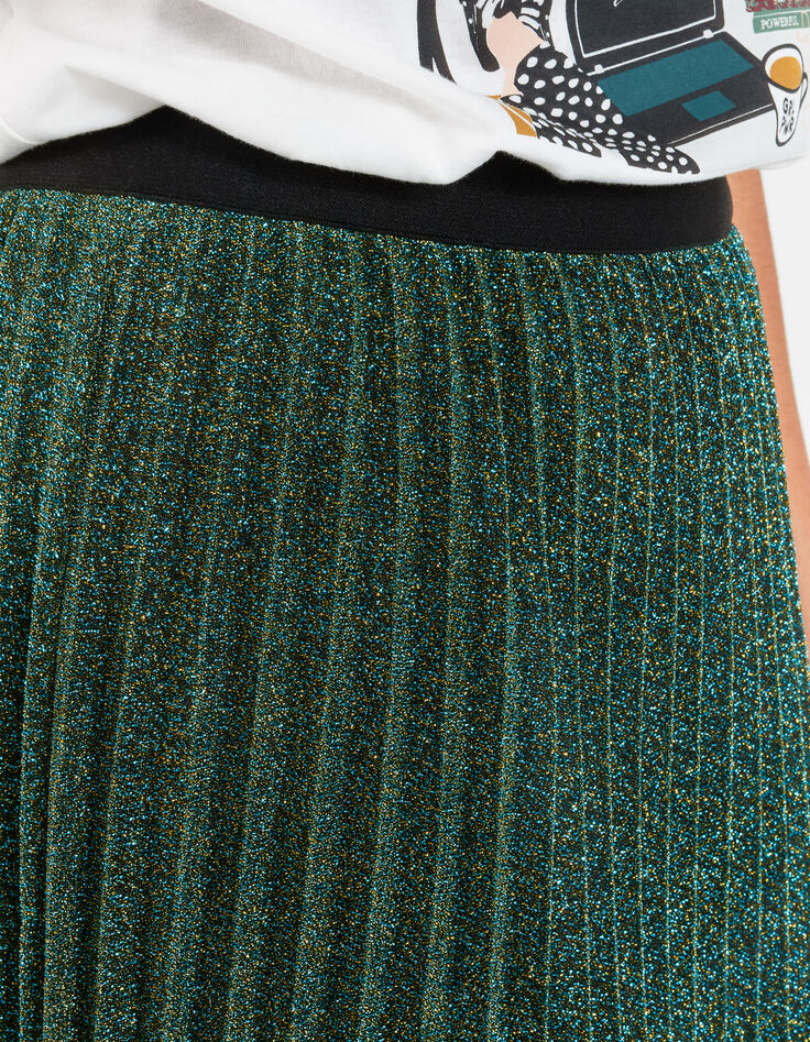 Jupe longue vert empire plissée à paillettes I.Code-4