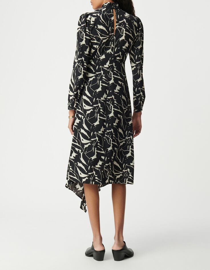 Schwarzes Kleid mit Zebra-Blumenmuster f&uuml;r Damen-3