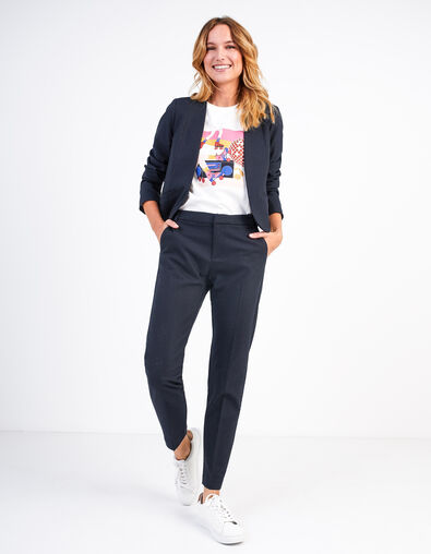 Pantalon city navy blue jacquard minimaliste I.Code