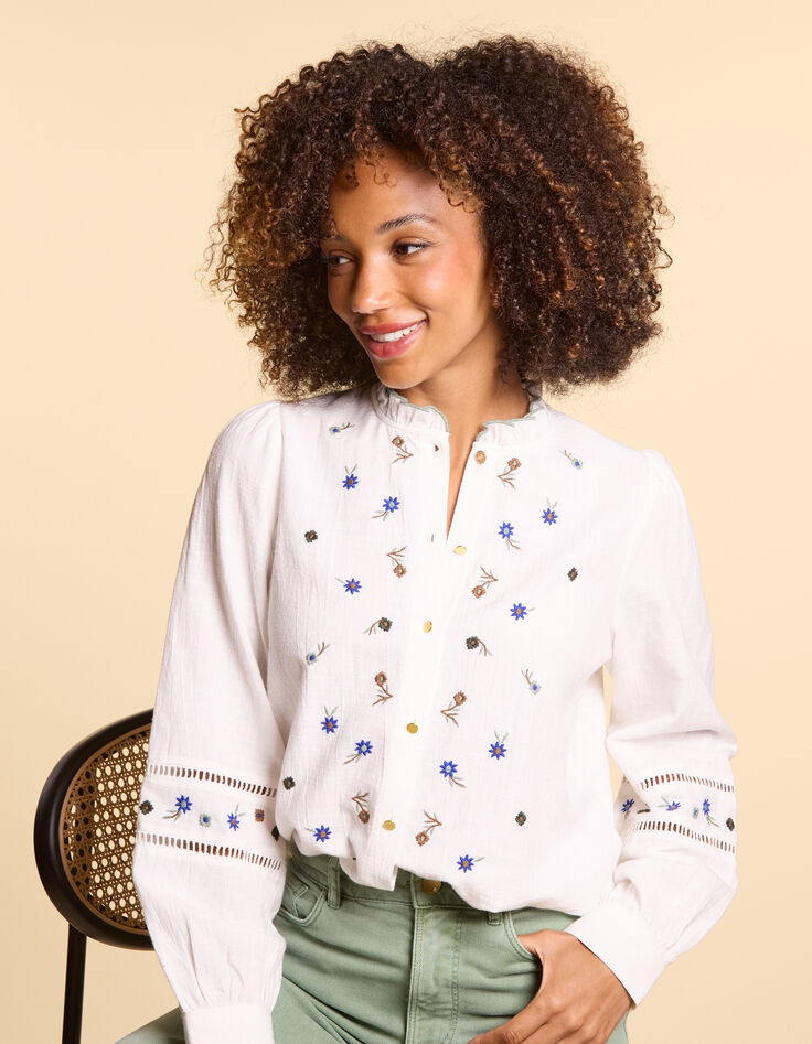 Camisa blanco roto bordados flores I.Code-4