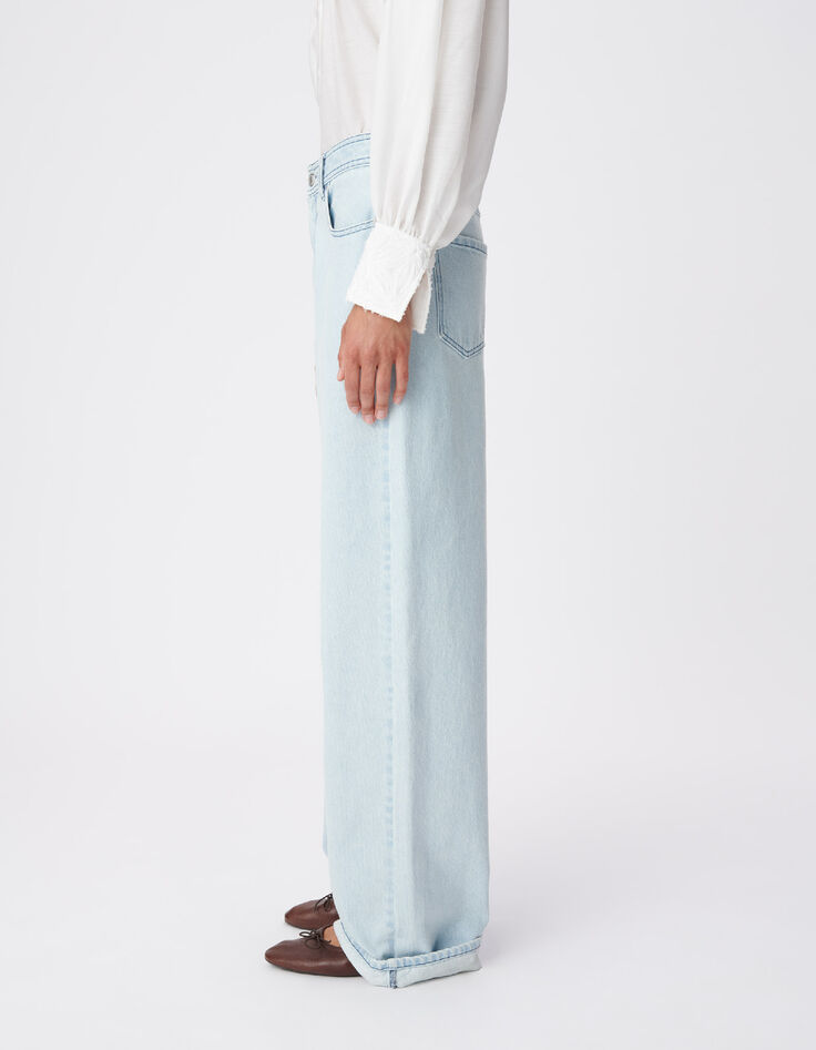 Blaue Jeans mit weitem Bein von Chisa f&uuml;r Frauen-4