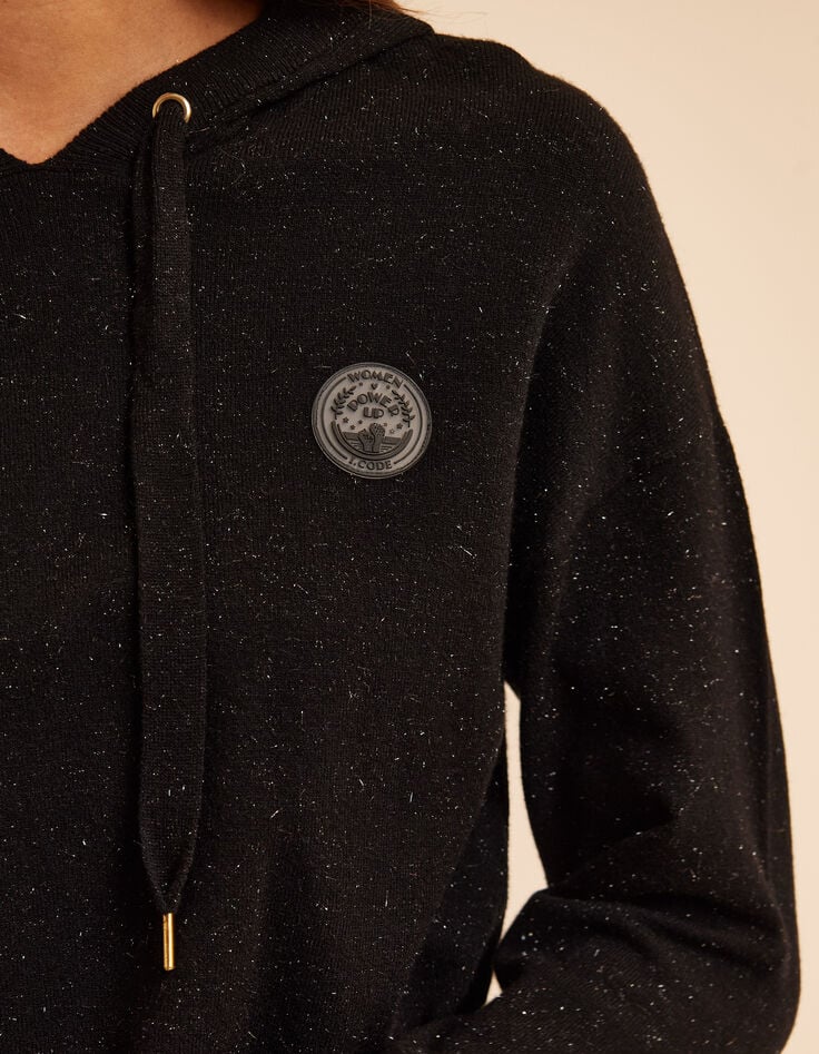 Zwarte gebreide trui met kap lurex I.Code-4 Zwarte gebreide trui met kap lurex I.Code-4