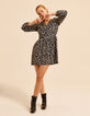 I.Code black dress with orchid print-3