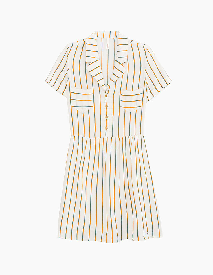 Robe blanc cassé à rayures verticales I.Code-1