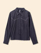 Chemise noire broderies et clous Femme-1
