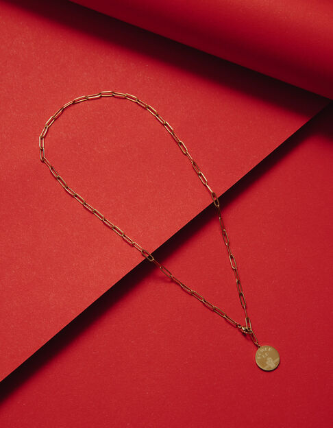 Collier ras de cou doré avec médaille I.Code 