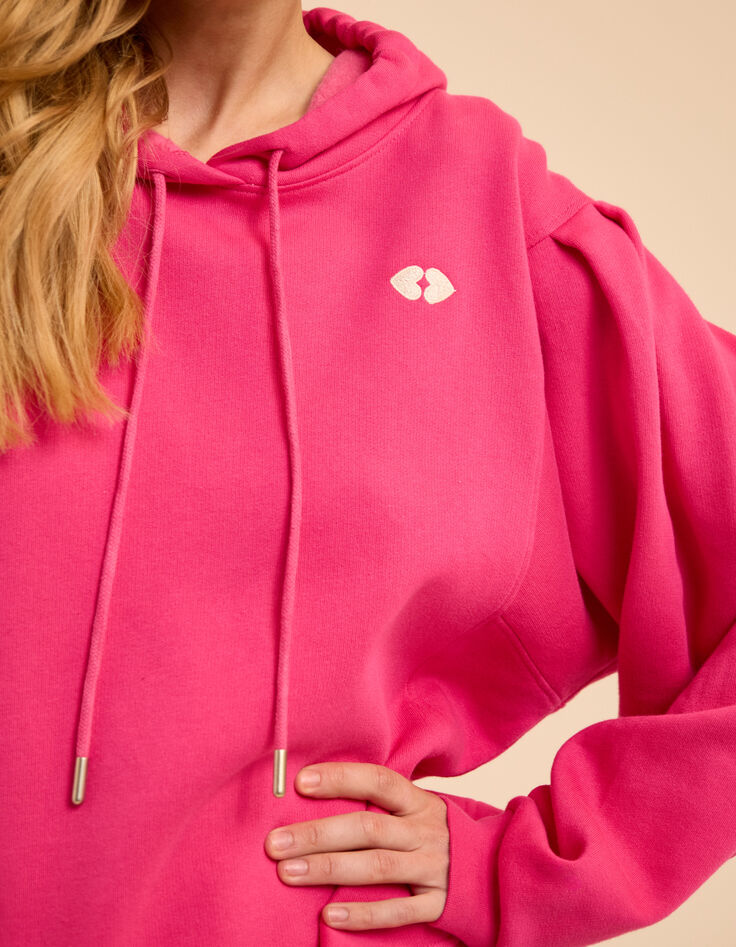 Roze sweathoodie borduursel dubbel hart I.Code-4 Roze sweathoodie borduursel dubbel hart I.Code-4