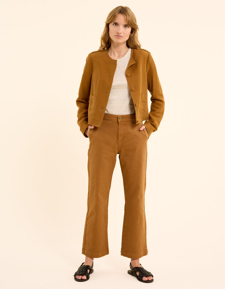 Jean large camel longueur cropped I.Code-4