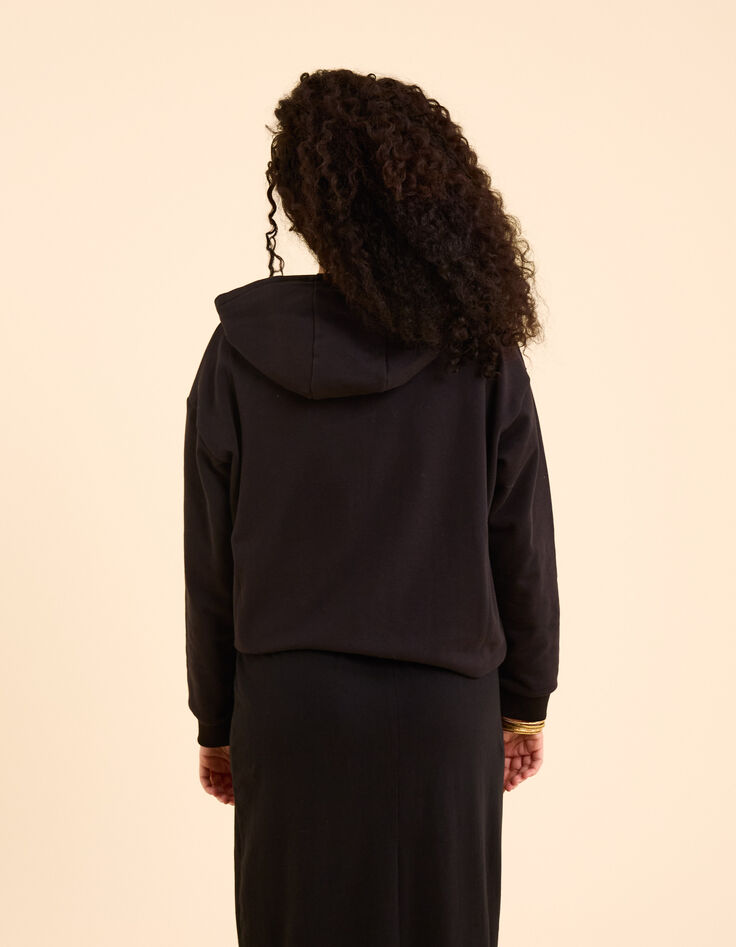 Sweat noir à capuche monogramme doré I.Code-5