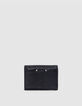 Damen 1440 schwarz gestepptes Leder Portemonnaie-2
