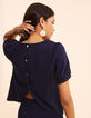 I.Code navy buttoned back top-6