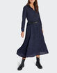 Robe longue noire plissée imprimé pois revisités I.Code-6