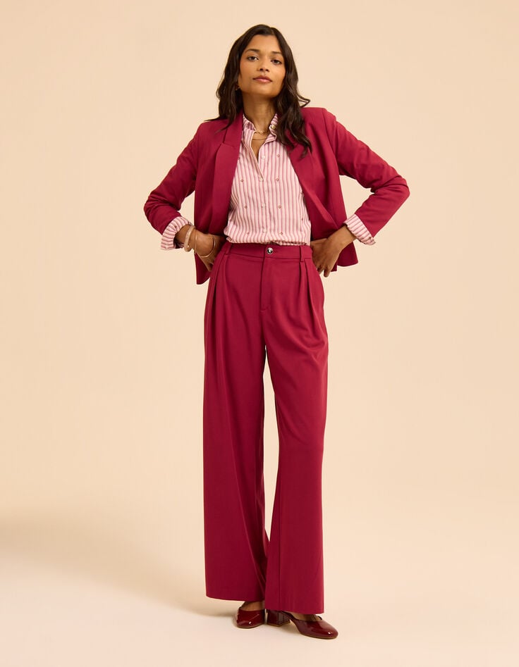 Chemise rose motif rayures et broderies Alexandra I.Code-8 Chemise rose motif rayures et broderies Alexandra I.Code-8