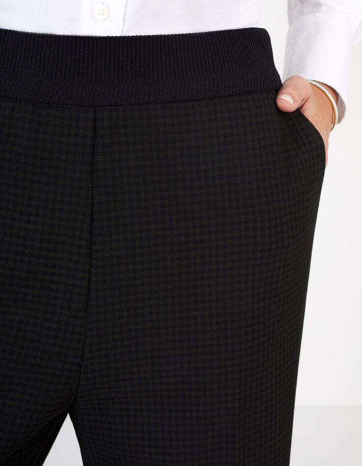 Pantalon large kaki élastiqué à carreaux I.Code-5