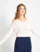 Pull rose poudré en maille ajourée I.Code-3