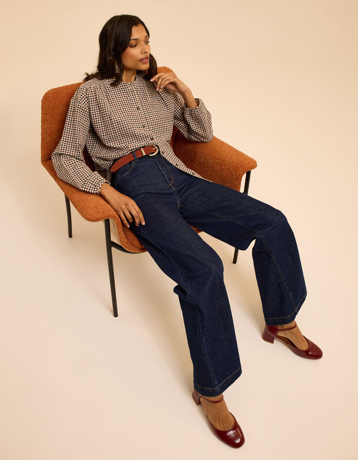 Camel blouse seersucker vichymotief I.Code-6