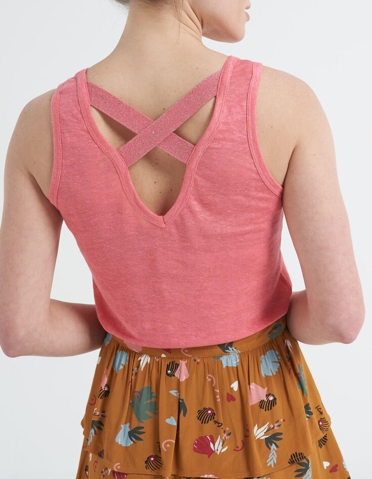 Camiseta de tirantes rosa chicle lino I.Code-2