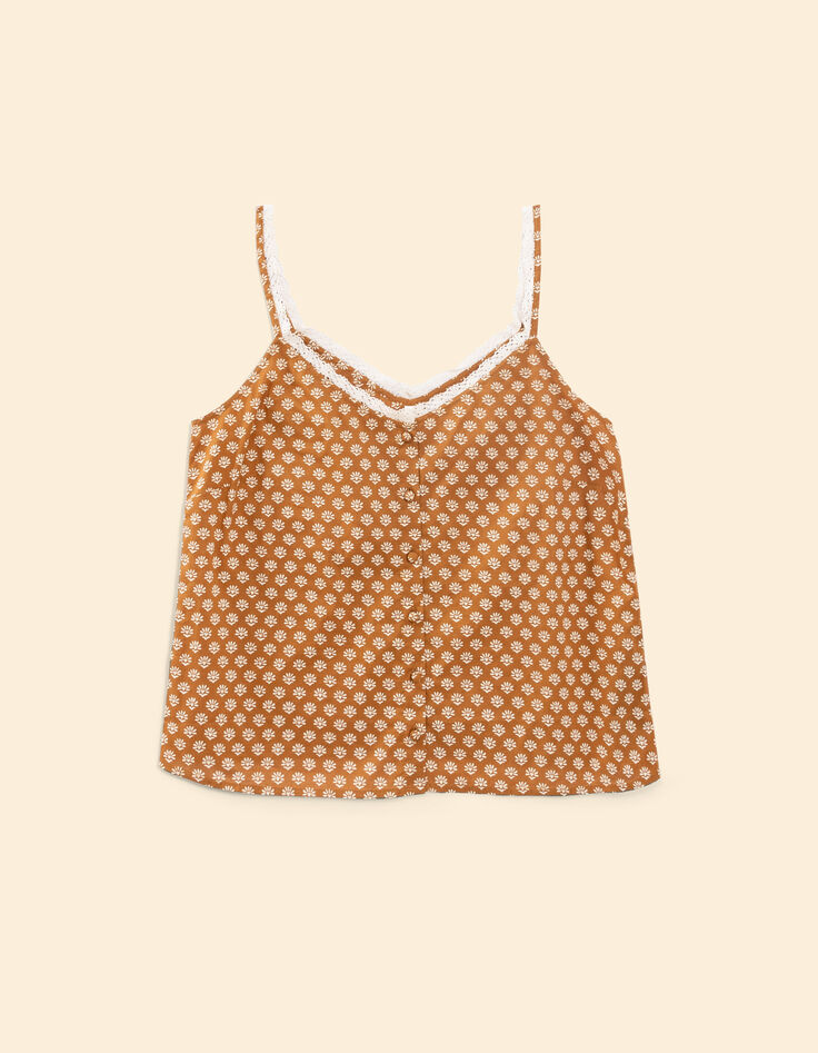 Camel top hart bloemenprint I.Code-6