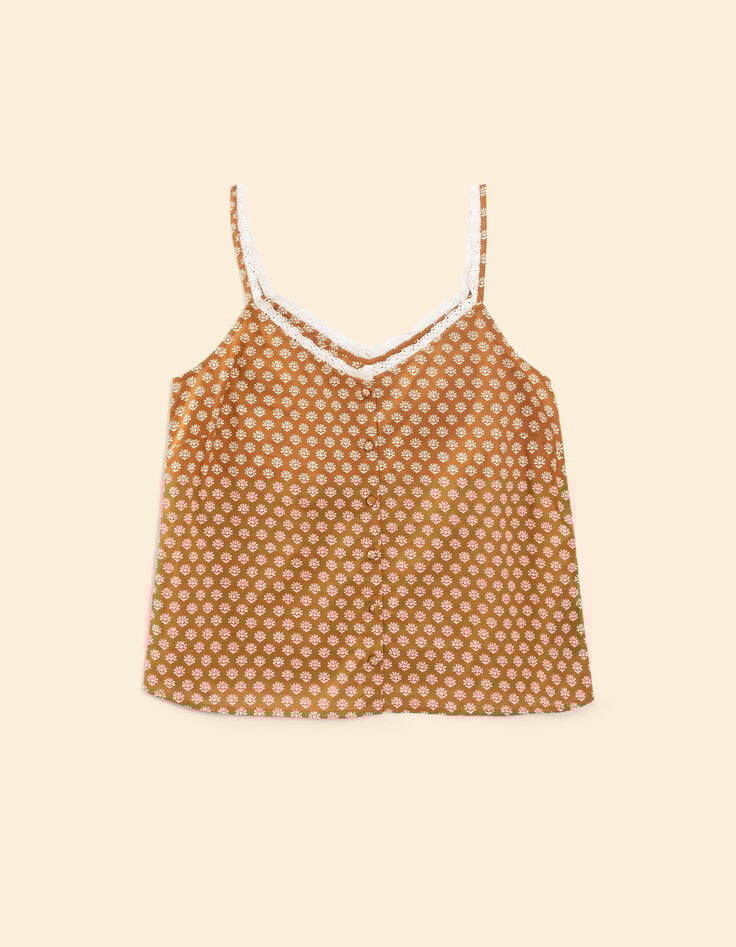 Camel top hart bloemenprint I.Code-6 Camel top hart bloemenprint I.Code-6