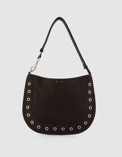 Die Tasche aus braunem Leder f&uuml;r Damen mit &Ouml;senverzierung - IKKS