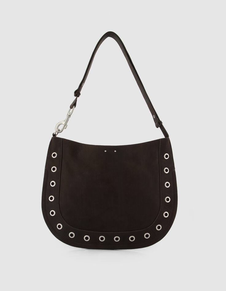 Die Tasche aus braunem Leder f&uuml;r Damen mit &Ouml;senverzierung-1