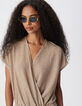 Beige Fischgr&auml;ten-Lurex-Hosenanzug f&uuml;r Frauen-4
