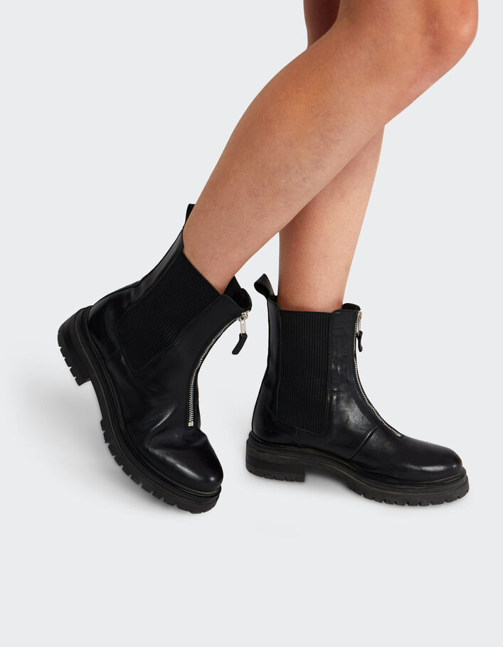 Chelsea boots noirs zippés à semelles crantées I.Code-7