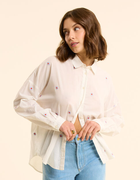 Chemise blanche broderies fleurs I.Code