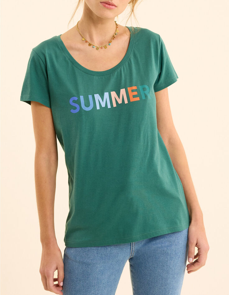 T-shirt manches courtes vert message color&eacute; I.Code-2