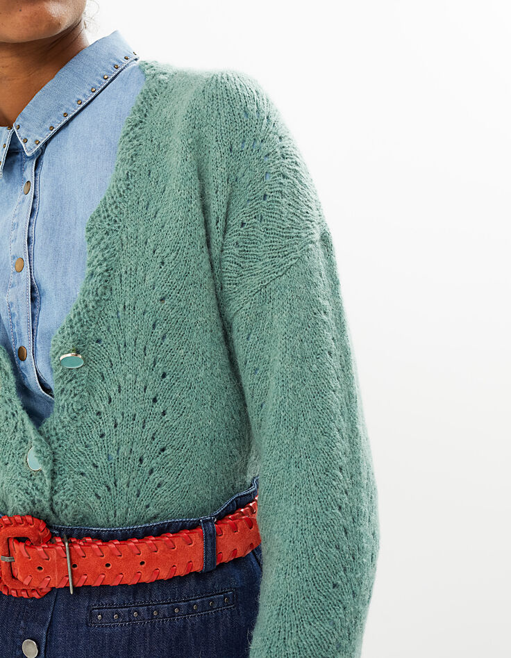 Cardigan amande en tricot ajouré I.Code-4 Cardigan amande en tricot ajouré I.Code-4