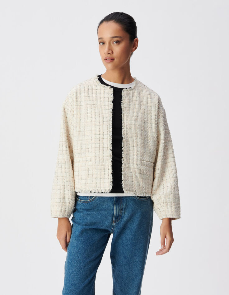 Rosa Tweedjacke in &Uuml;bergr&ouml;&szlig;e Damen-3