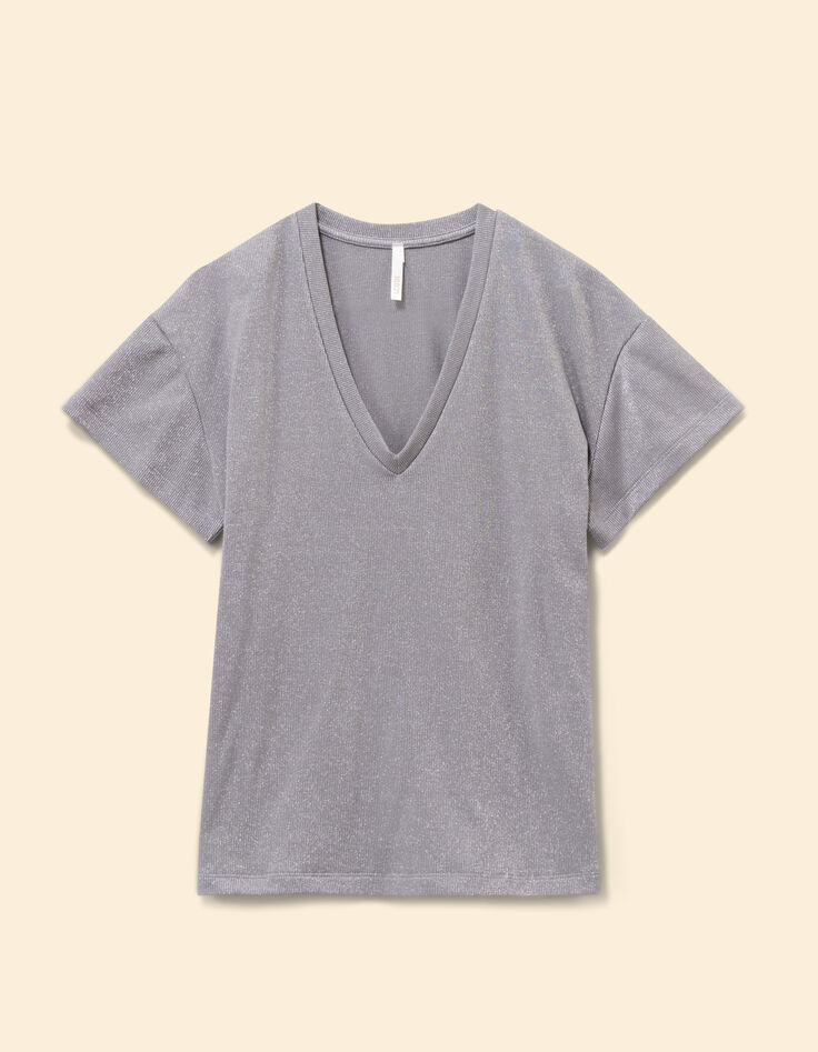 T-shirt gris maille métallisée I.Code-6