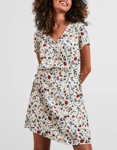 Vestido blanco roto flores indias ﻿I.Code