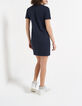 Marineblaues Kleid aus Minimalismus-Jacquard-Strick I.Code-2