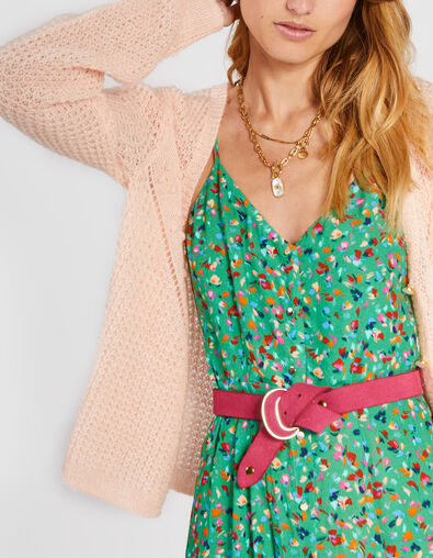 I.Code fresh pink decorative knit cardigan