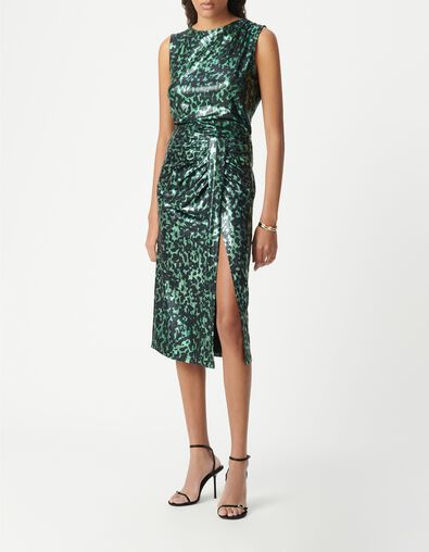 Gr&uuml;nes Damen-Top mit Metallic-Camouflage-Druck - IKKS