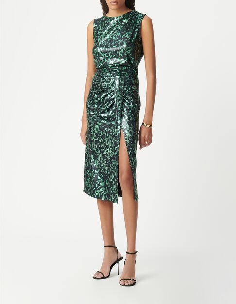 Gr&uuml;nes Damen-Top mit Metallic-Camouflage-Druck - IKKS