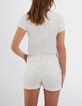 I.Code ecru denim elasticated high-waist shorts-4