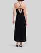Schwarzes langes Netz-Spitzenkleid f&uuml;r Damen-2