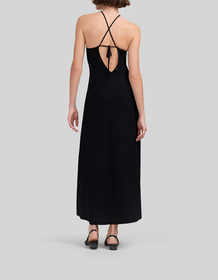 Schwarzes langes Netz-Spitzenkleid f&uuml;r Damen-2