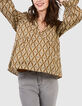 I.Code camel ethnic Boho print blouse-2