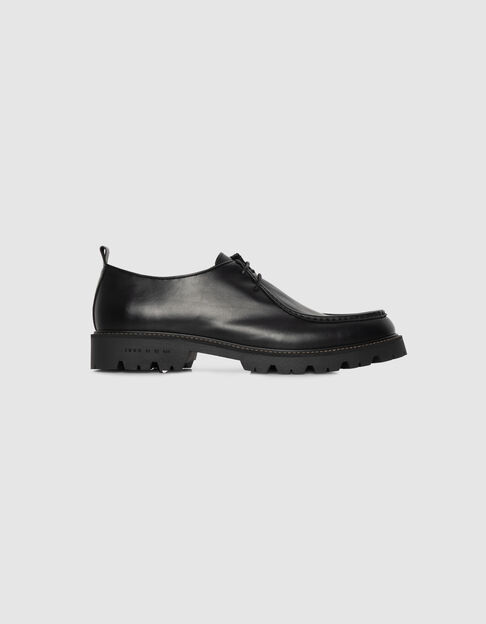 Schwarze Herren-Lederderbyschuhe mit Plateau - IKKS