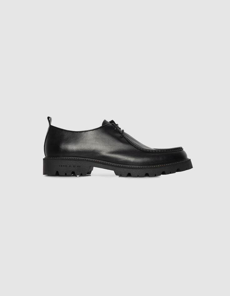 Schwarze Herren-Lederderbyschuhe mit Plateau-1