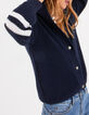 Navy blue gebreid vest met gestreepte mouwen I.Code-1