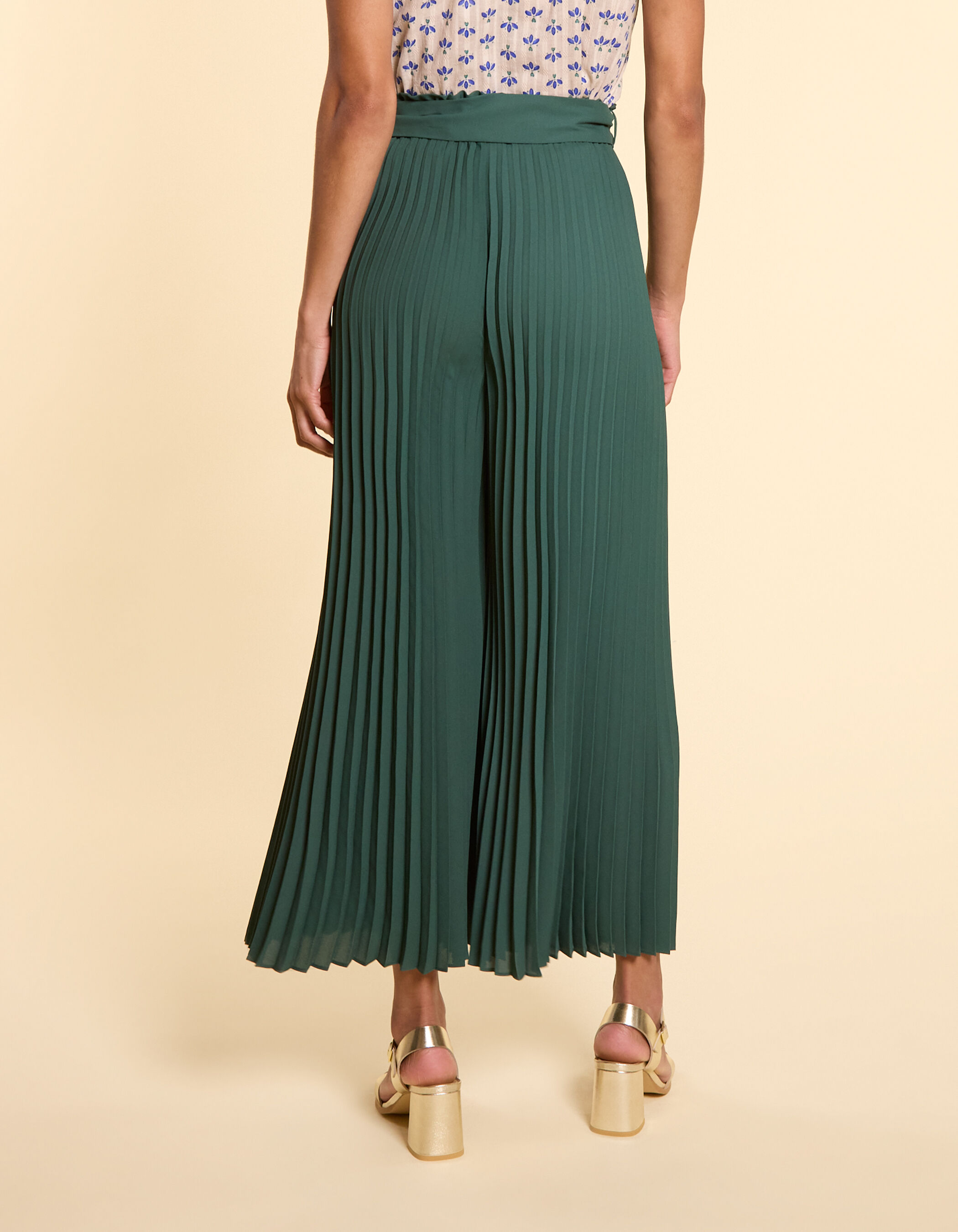 Pantalon large vert nuit plisse I.Code