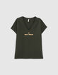 Tee-shirt vert empire bio message doré I.Code -4