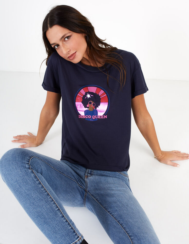 Tee-shirt night blue bio visuel disco I.Code -2 Tee-shirt night blue bio visuel disco I.Code -2