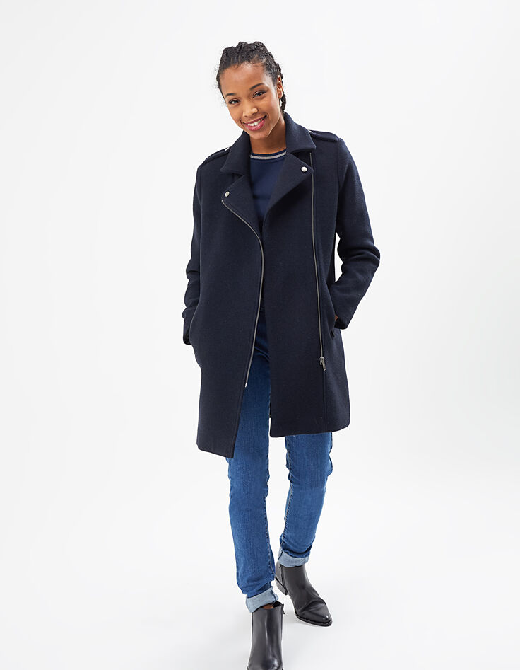 Manteau bleu marine esprit motard I.Code-7