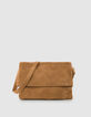 Messenger Tasche camel Leder Samt Damen-1